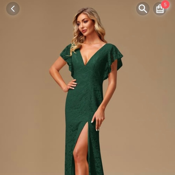 JJ’s House Dark Green Lace Formal Floor Length Dress - Picture 3 of 10